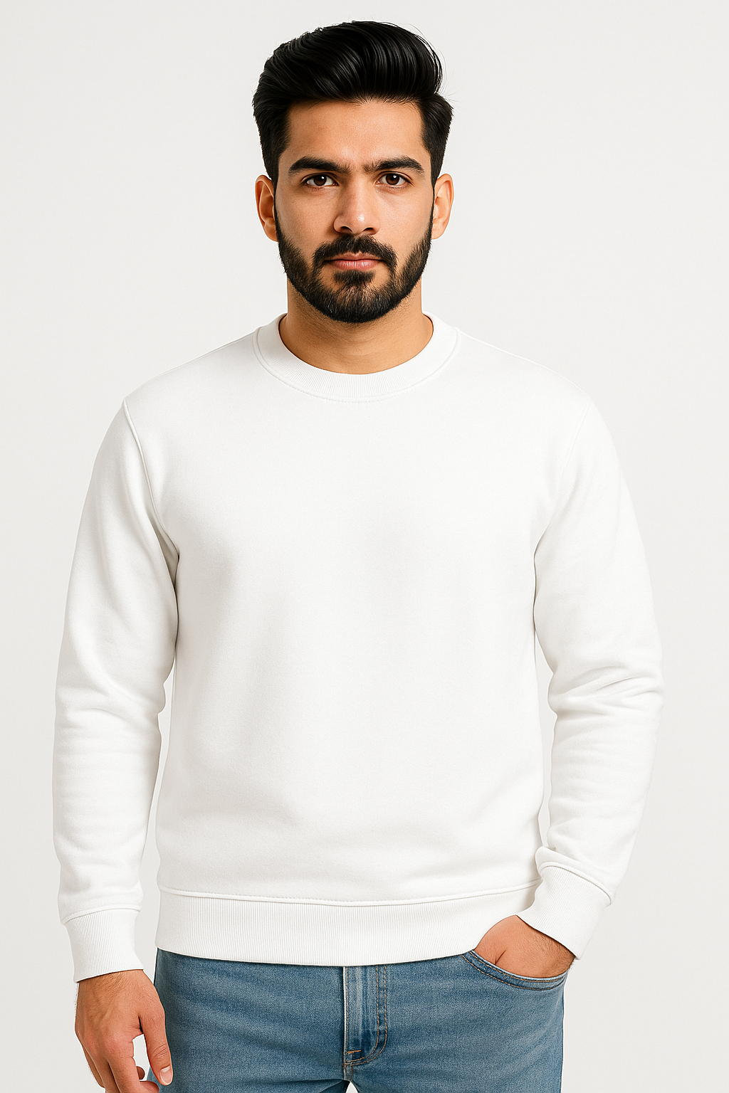 Fuddu Fashion White Premium Sweatshirt – Everyday Streetwear Essentia